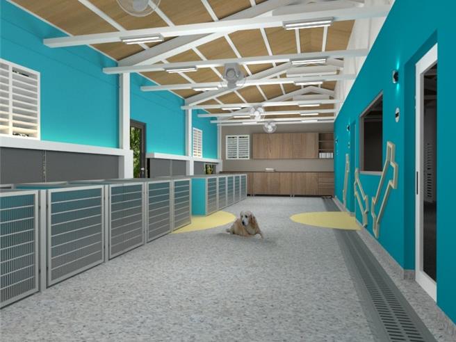 長照犬舍工程模擬圖。（新北市動保處提供）