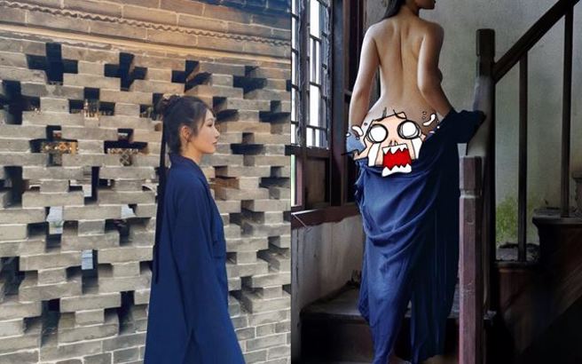 女道士在社群平台上PO出「美乳俏臀」照，引起網友議論紛紛。（圖／翻攝自X平台）