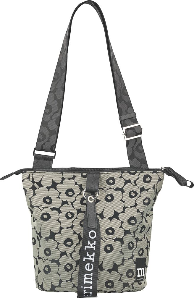 Marimekko灰褐Unikko印花帆布肩背包，8900元。（Marimekko提供）