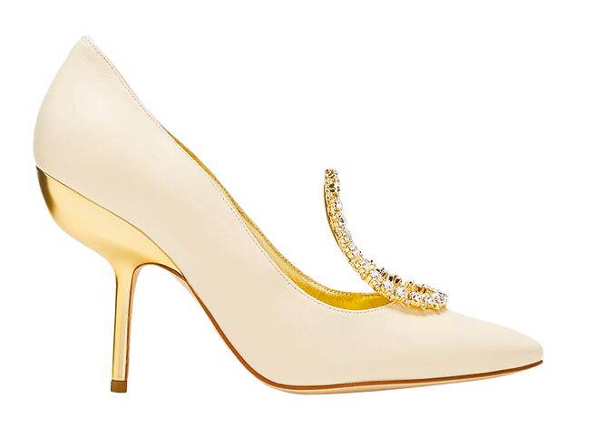 Manolo Blahnik椭圆钻饰高跟鞋，5万9800元。（Manolo Blahnik提供）