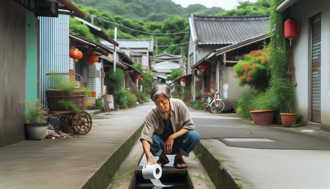 南投阿伯蹲路邊大號被拍下！網朝聖谷歌街景：這張照片有味道