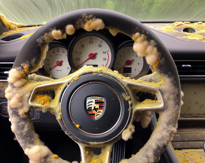 大陸上海一名女子將保時捷停放在地下停車場，沒想到半個月就發霉了。（示意圖／AI生成圖）