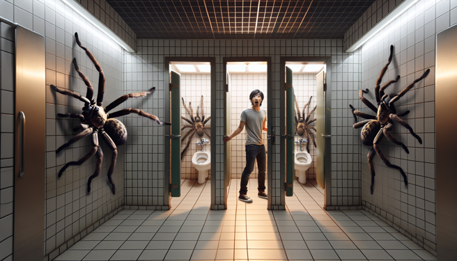 網友在一廁所發現4隻大喇牙，讓他崩潰喊「夏天看了真是透心涼」。（示意圖／AI生成）