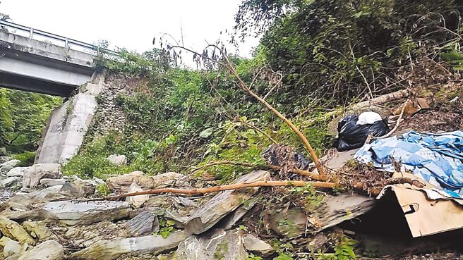 台东县延平乡瓦岗桥下溪水流经，低洼处自成天然泳池，但垃圾弃置乱象丛生，在地青年所组成的蝴蝶谷护溪帮投入净溪，翻转「垃圾瀑布」丑态，渐恢復自然美貌；近期随着暑假来临，戏水人潮涌入，传出便溺乱象，遍地垃圾。（黄曼席提供／萧嘉蕙台东传真）