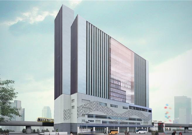 板橋站土地開發量體模擬圖。（新北市捷運局提供）