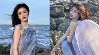 白鹿薄紗洋裝 海風一吹「透出火辣身形」網狂讚：仙女下凡