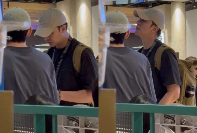 本刊读者巧遇谢佳见与密友孙玮廷一同逛街觅食。（图／读者提供）