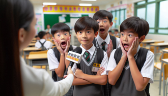 優秀小學生受訪「有官腔」　同學表情爆紅成表情包！