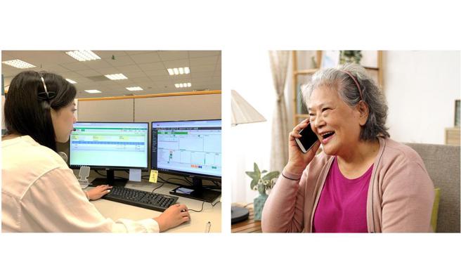 國泰產險落實公平待客，推出「高齡優先接聽」服務，資深客服放慢語速、使用對方習慣語言，傾聽長輩需求、引導解決問題。圖／國泰產險提供