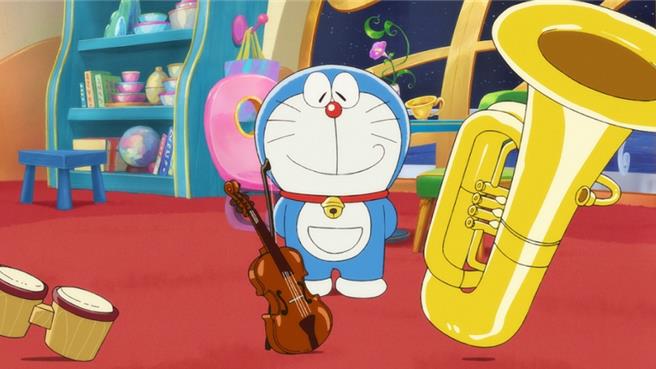《電影哆啦A夢：大雄的地球交響樂》以「音樂」作為主題。（車庫娛樂提供）