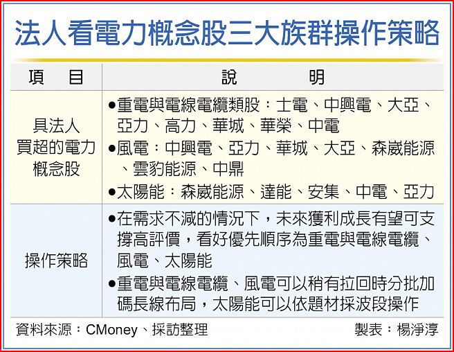 法人看电力概念股三大族群操作策略