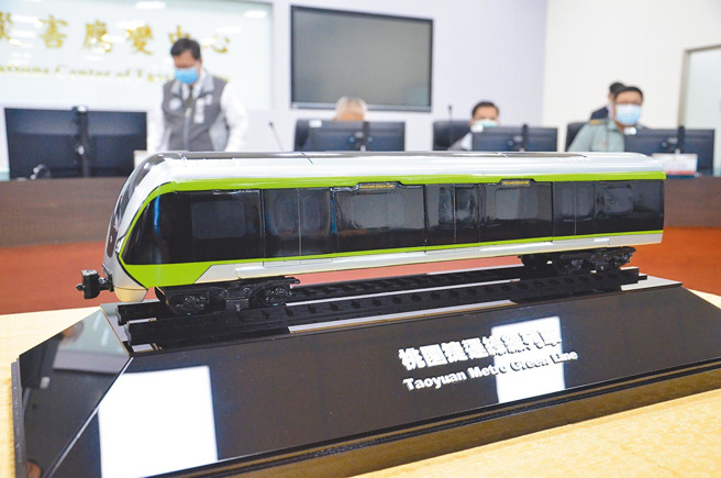 图为先前曝光的桃捷绿线列车模型。（中时资料照）
