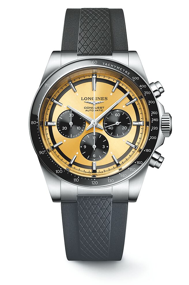 浪琴Conquest征服者系列42mm黑陶瓷表圈腕表，12万5400元。（Longines提供）