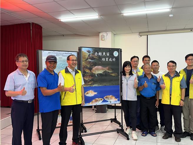 水產試驗所12日在台東富山護漁區海域放流2400尾紅喉、黑喉及加志魚苗。（蔡旻妤攝）