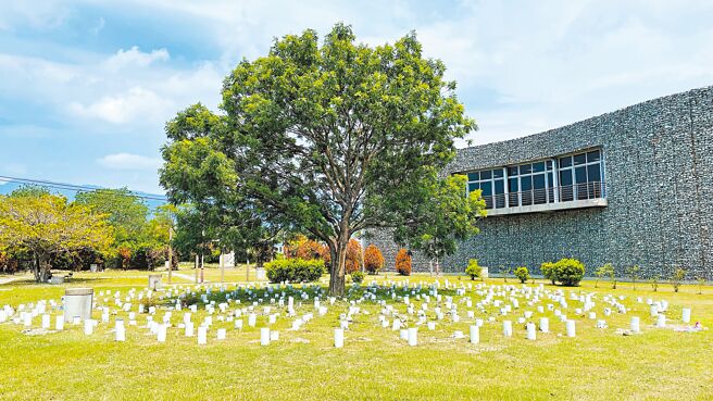 台东市殡葬所怀恩园区推广树葬，骨灰穴位环绕排列成圆环状。（萧嘉蕙摄）