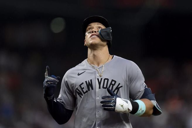 洋基重炮贾吉轰出本季第33号全垒打。（美联社）