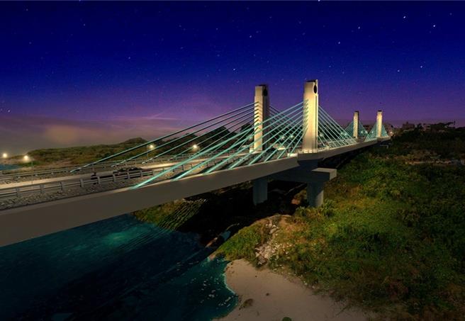 东势区埤丰桥将于明年完工，观景区可饱览远处山峦及大甲溪夜间之美，图为模拟照片。（台中市建设局提供／陈淑娥台中传真）