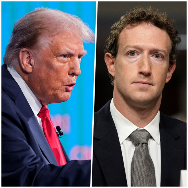 美国共和党总统候选人川普（左）、脸书创办人祖克伯（右）。（示意图／美联社资料照片合成）