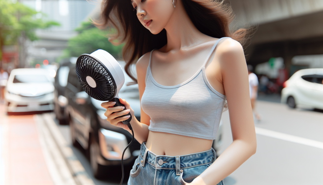 不少民眾上街拿手持電風扇消暑。（圖／示意圖，AI生成圖）