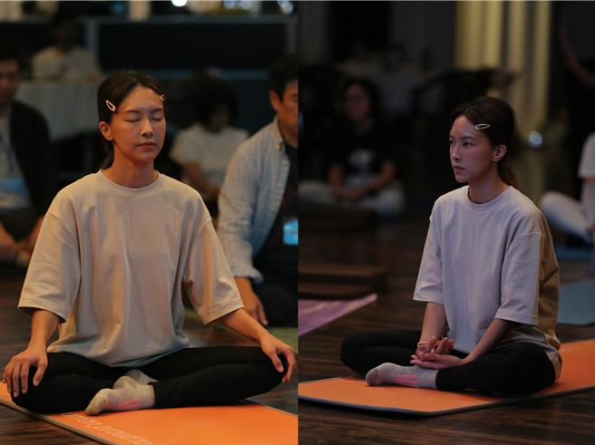 陈玮薇参与「常不轻‧正念一日体验」课程，练习正念呼吸。（大爱电视台提供）