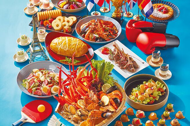 彩虹座自助餐於旅展推出超值自助餐券，可享用主題為環遊歐洲瘋美食的異國料理。（台北福華大飯店提供）