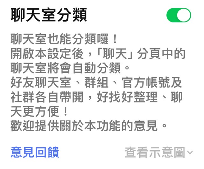 在LINE使用聊天分类，首先要打开「设定」，接着点「LINE LABS」，最后开启「聊天室分类」即可。（中时资料照）