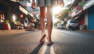 女童光腳走發燙柏油路 目擊者心碎還原20分鐘路程