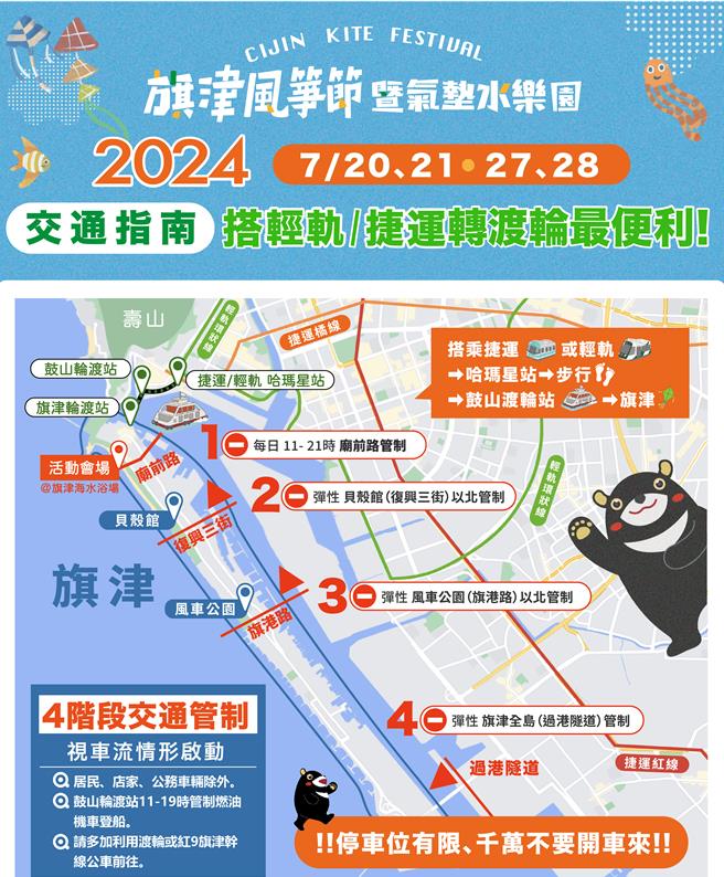 2024旗津風箏節活動交通圖卡。（高市觀光局提供）
