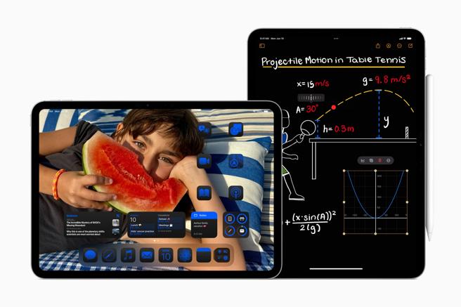 iPadOS 18推出自訂iPad的新方法，以及有「Math Notes」功能的「計算機」，讓 iPad更上一層樓。（Apple提供／古明弘台北傳真）