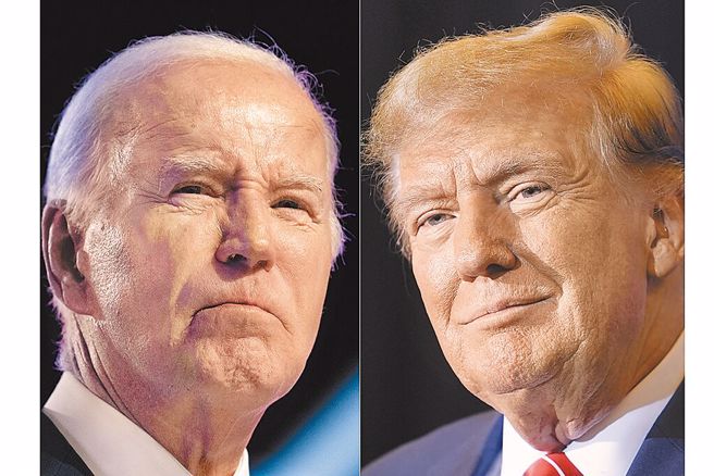 外交部表示，歷来美国两政党的党代表大会均邀请我国组团参加，今年我国也循例筹组跨党派代表团出席。图为寻求连任的美国总统拜登(左)及想重返白宫的川普。(合成图/美联社)