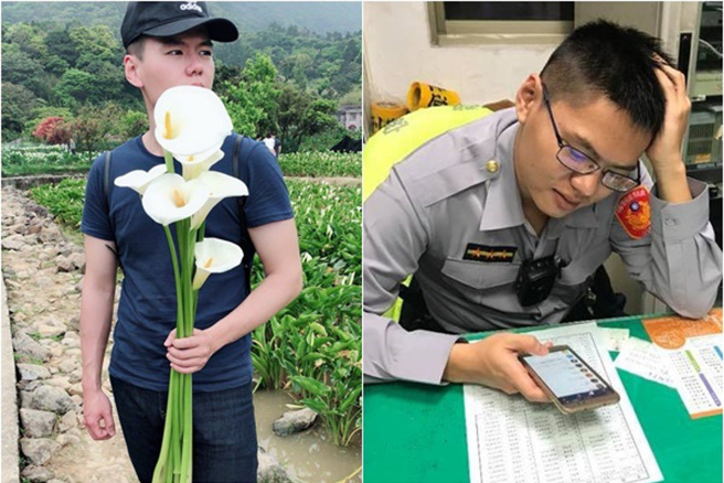 三重分局厚德派出所28岁警员黄玮震13日遭毒驾高速逆向对撞，不幸殉职。（翻摄黄员脸书）