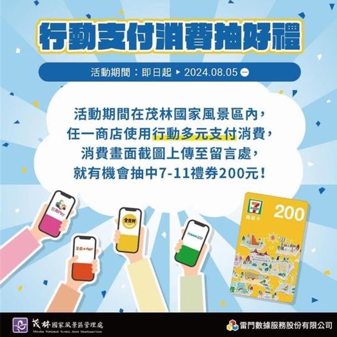 茂林國家風景區管理處為了提升電子支付普及化，特別輔導轄區店家導入多元支付的功能，並祭出「行動支付消費抽好禮」活動，邀請大家安排出遊外，還可以順道一起參加抽獎活動！（茂管處提供／林雅惠高雄傳真）