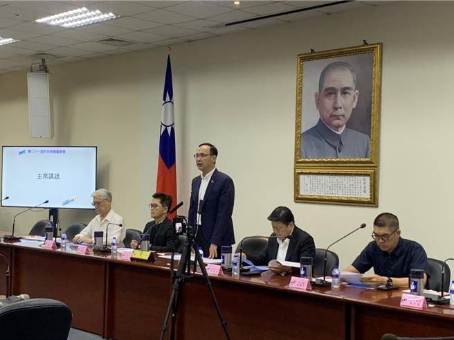 國民黨主席朱立倫今在中常會上發表談話。（張薷攝）