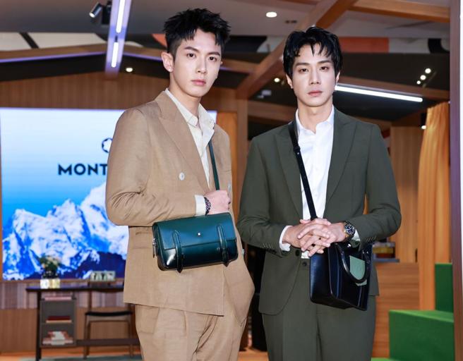 万宝龙在信义区打造雪山小木屋临时专卖店，邀请柯震东、薛仕凌担任开展嘉宾。（吴松翰摄）