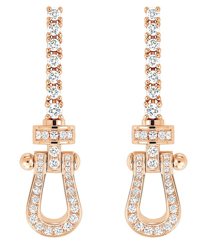 FRED Force 10系列玫瑰金鑽鍊耳環，31萬9800元。（FRED提供）
