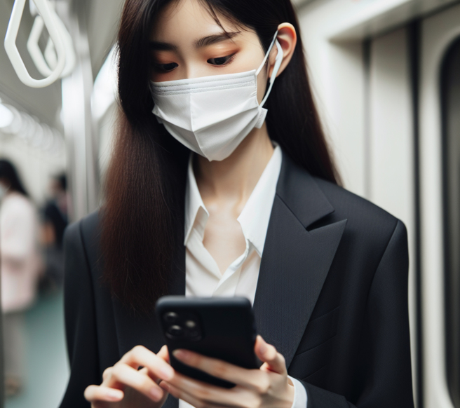 日本一名OL搭乘地铁时遭到偷拍，「无罩激凸」模样引起网友热议。（示意图／AI生成图）