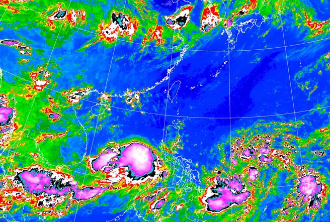 菲律賓東方海面有一熱帶擾動，明後兩天有機會增強為颱風，下周二、三不排除發布海警。（中央氣象署提供）