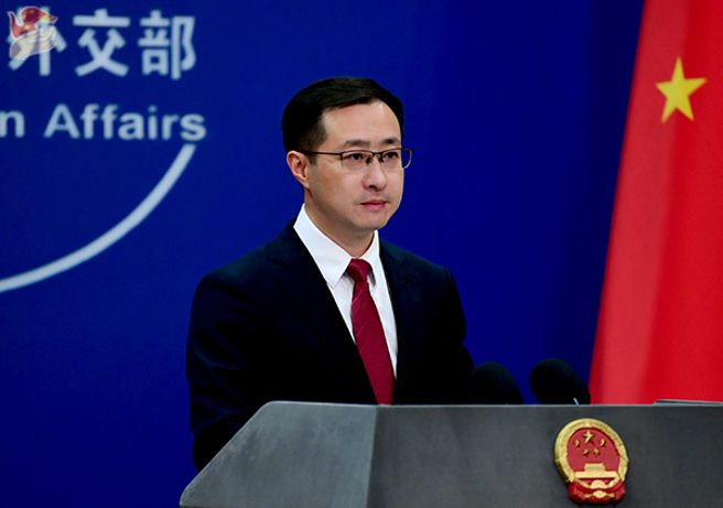 中国大陆外交部发言人林剑就台日海上共同训练表示，这是违反「一个中国」原则和中日4个政治文件精神，日方应立即纠正错误。（图／中国外交部）