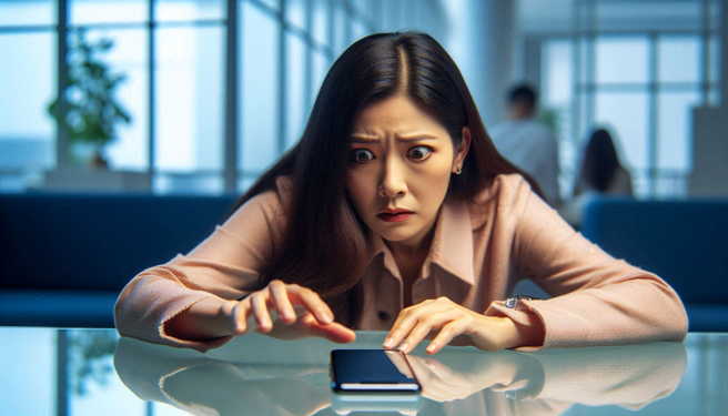 大陆一名女子发现手机自己在滑动，以为被骇客入侵，去维修才知道是萤幕坏掉。（示意图、与本案无关／AI生成）