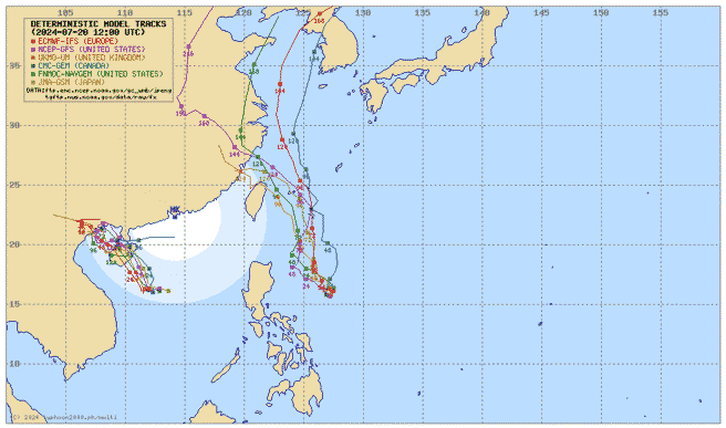 圖為各國電腦模式模擬凱米颱風路徑。（翻攝自typhoon2000）