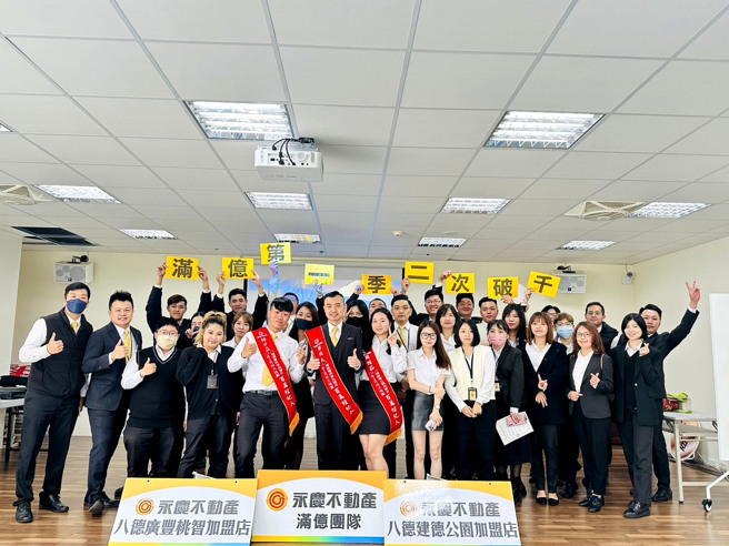 好绩效与完善的加盟环境，不断吸引同业菁英加入，让陈文胜团队持续扩大，人数成长超过3成。图片来源：永庆房产集团