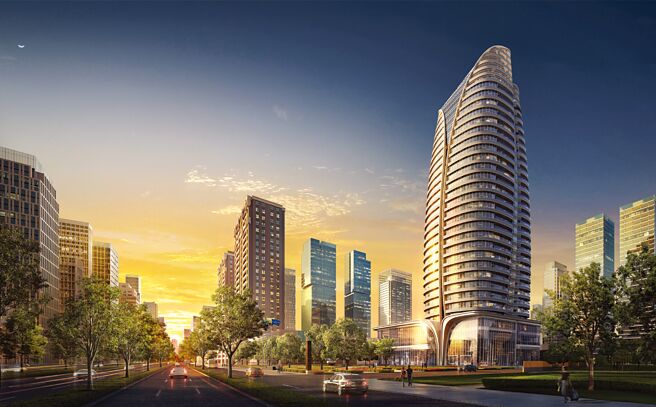 Aedas国际设计团队打造桃园中路市政特区60米大兴西路地标顶办「NFC环球经贸中心」。图／业者提供