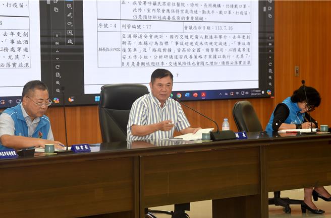 苗栗县长锺东锦主持县务会议。（苗栗县政府提供／李京升苗栗传真）