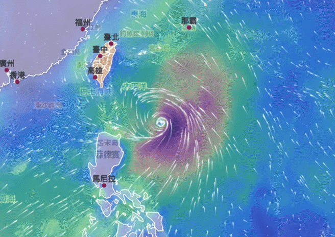 凯米颱风将朝台湾而来，各航班异动。（中央气象署）