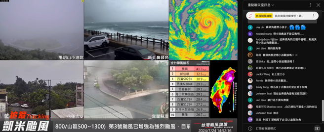 觀看直播的網友見到這幕紛紛破口大罵，直呼太誇張。(圖／台灣颱風論壇YouTube)