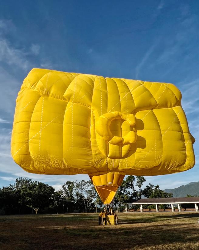 COACH以Tabby包為外型打造造型熱氣球，在2024台東熱氣球嘉年華登場。（林欣儀攝）