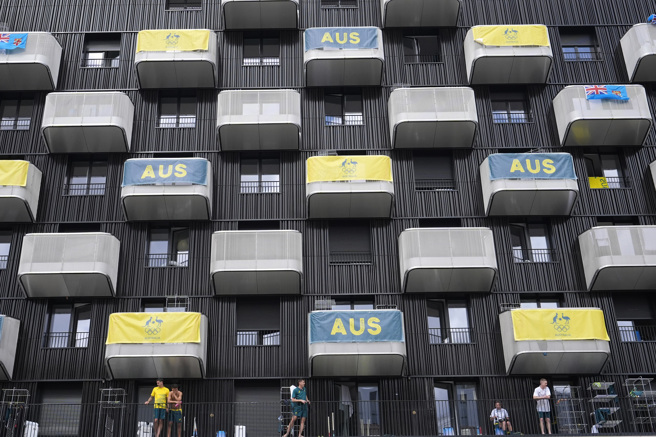 巴黎奧運選手村澳洲隊宿舍23日一景。（美聯社）