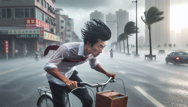 网友询问，周五（26日）放颱风假的可能性高吗。（示意图／AI生成）