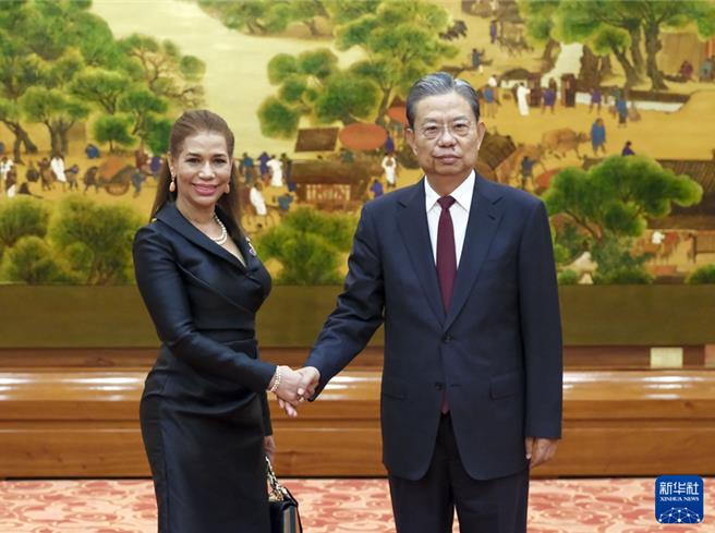 赵乐际与中美洲议会议长加西亚举行会谈。（新华社）