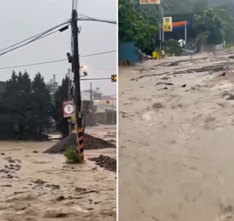駭人影片曝！信義鄉新中橫土石流「街上竄」 東埔成孤島